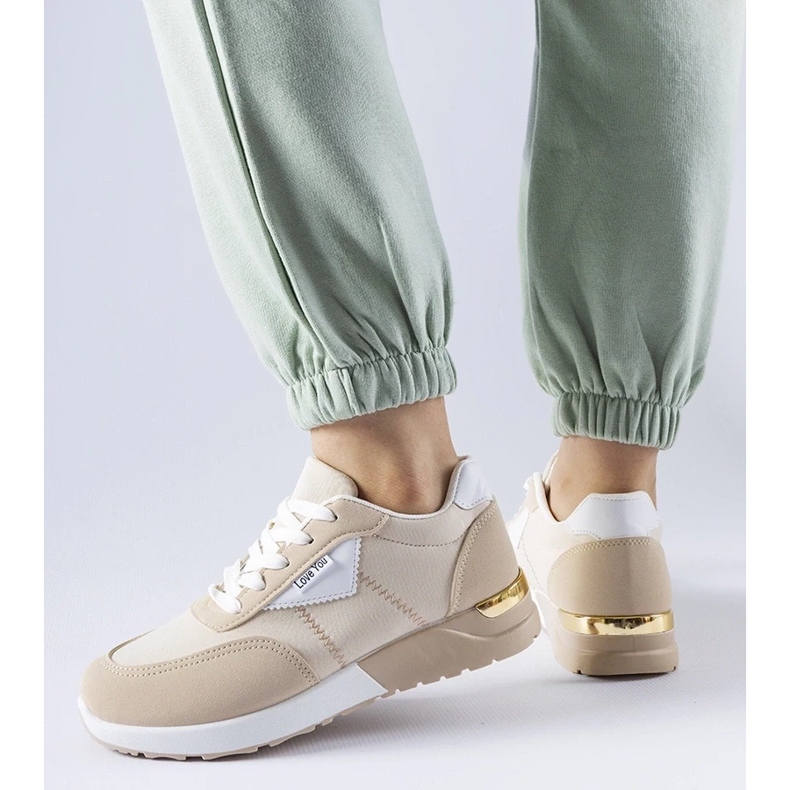 D/GMR Sneakers in tessuto beige di Geraldino