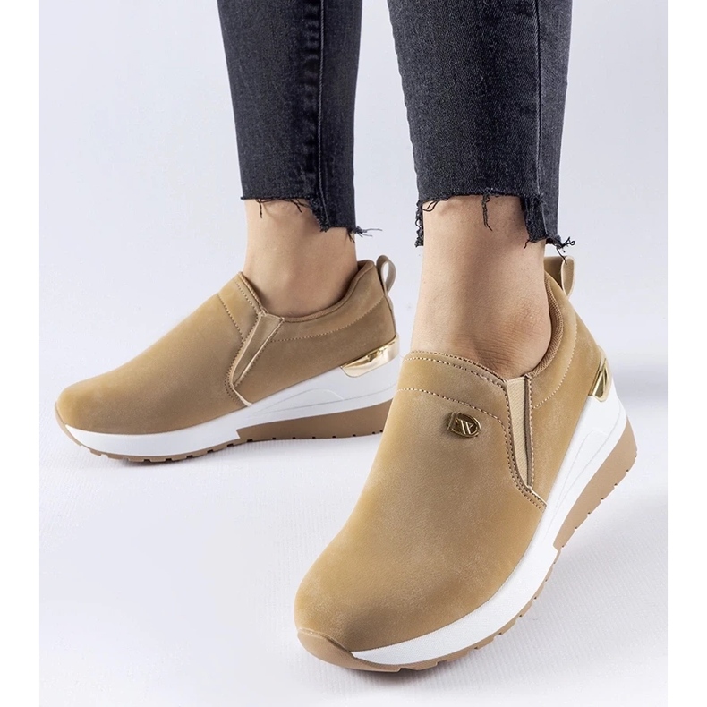 D/GMR Sneakers con zeppa Vitale beige scuro