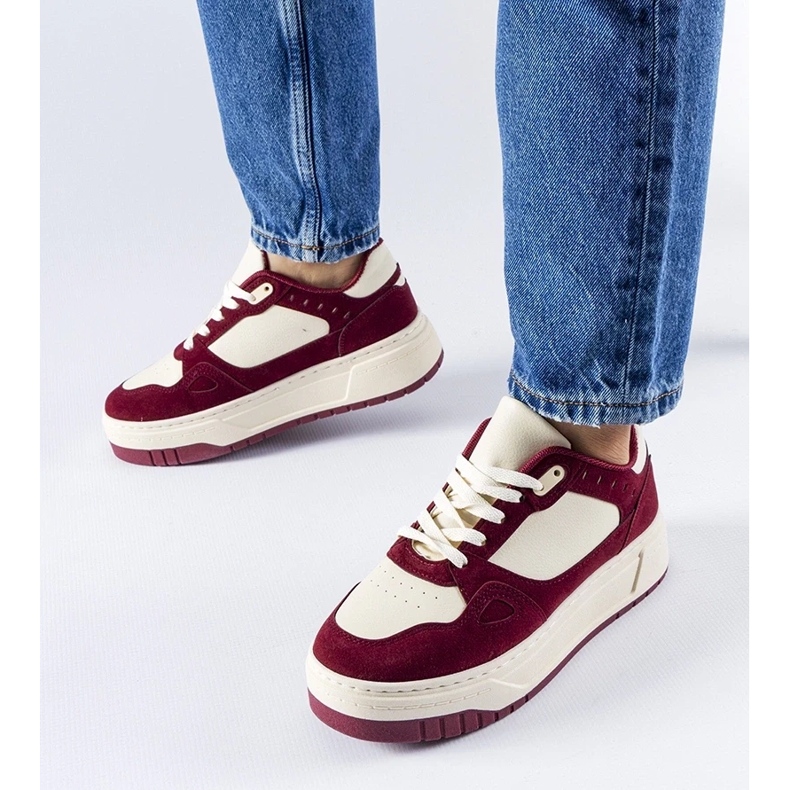 D/GMR Sneakers platform Pomona bordeaux e bianche rosso