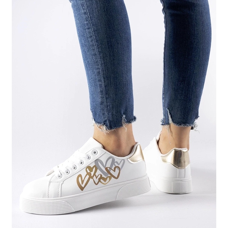 D/GMR Sneaker bianche e oro sulla piattaforma Montclair bianca