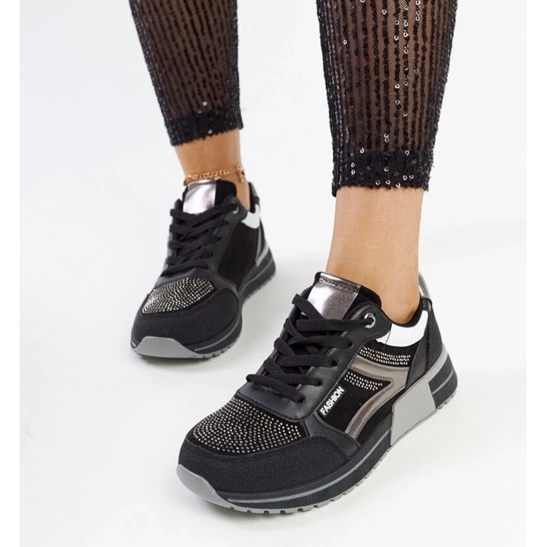 D/GMR Sneakers nere con plateau e strass Mauli nero