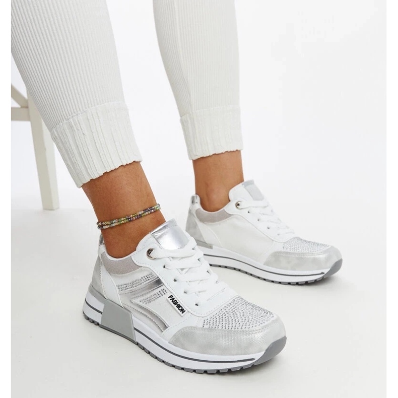 D/GMR Sneakers platform argento con strass Mauli d'argento