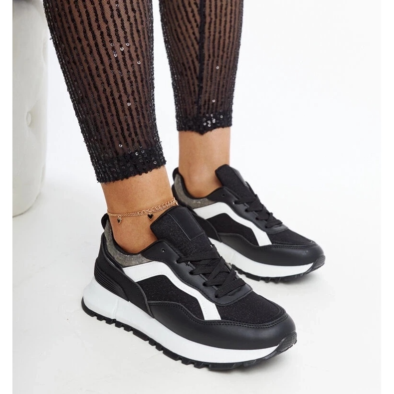 D/GMR Sneakers nere con plateau e glitter Evelia nero