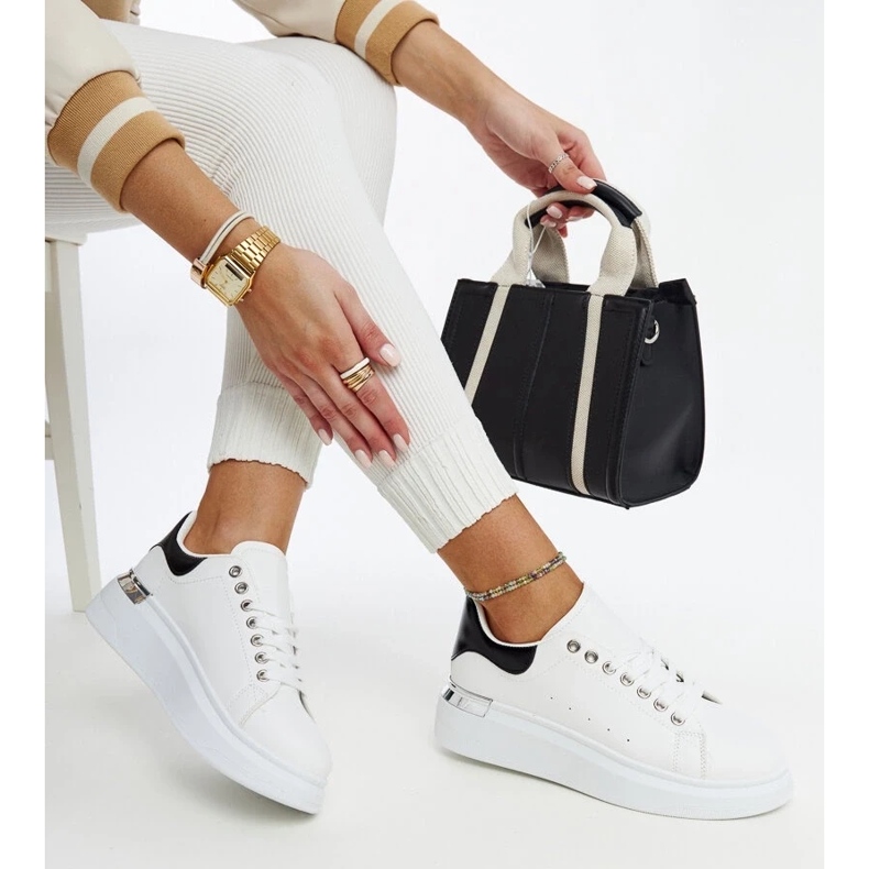 D/GMR Scarpe sportive bianche con inserto Meriana nera bianca