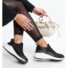 D/GMR Sneaker a cuneo nero con zirconi ed elementi dorati Ashleey