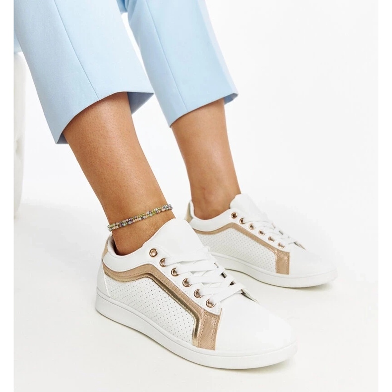 D/GMR Sneakers platform Amala bianche e dorate bianca