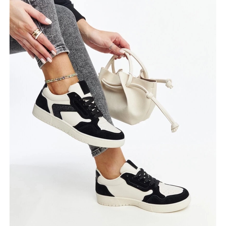 D/GMR Sneakers Juwan bianche e nere con glitter bianca