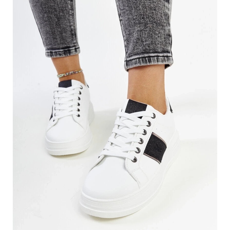 D/GMR Sneaker bianche e nere con spessa suola Finestra bianca