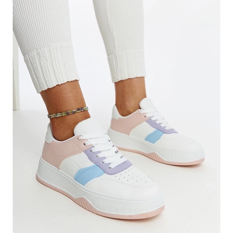 D/GMR Sneaker bianche e rosa con suola Rafida più spessa