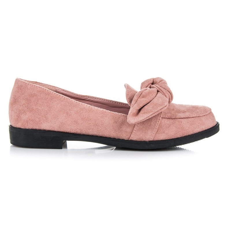 Ideal Shoes Francesina in camoscio con fiocco rosa