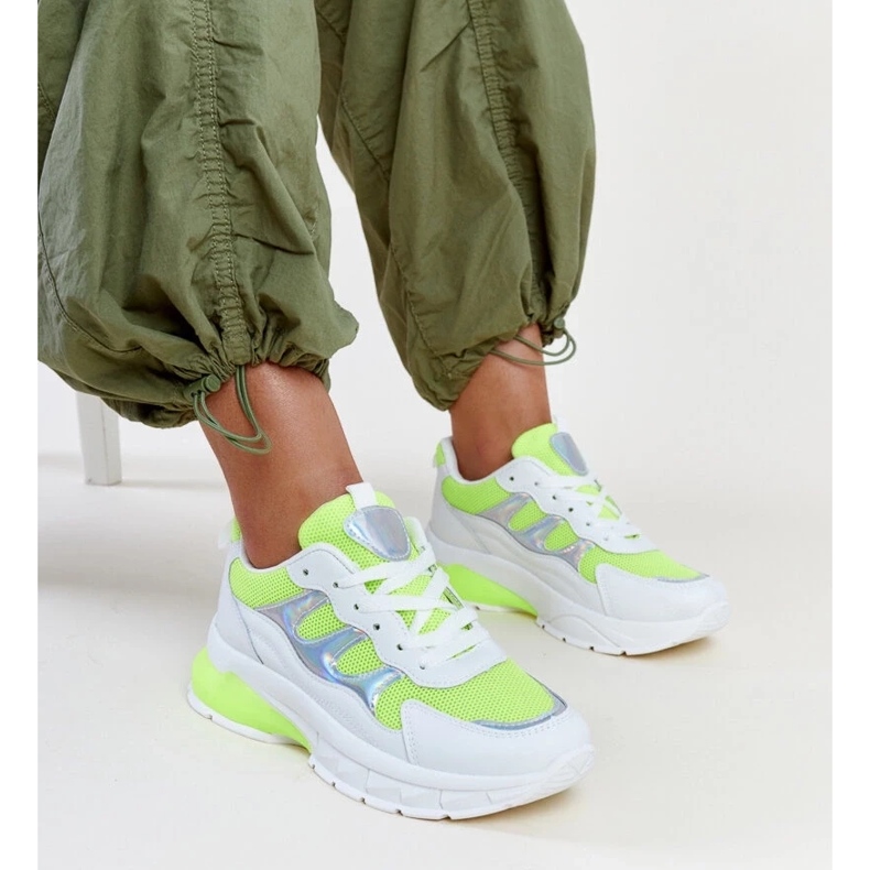 Sneakers bianche e gialle con suola spessa Matea bianca