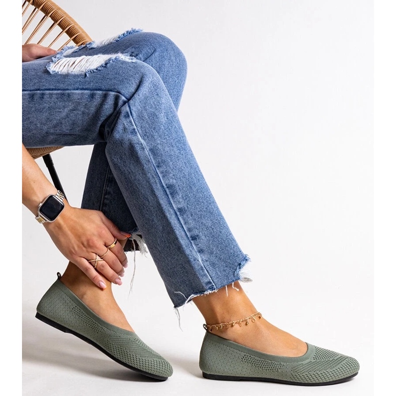 D/CEO Ballerine in tessuto verde di Yafia