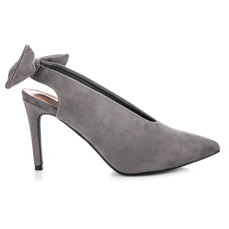 Cm Paris Décolleté in camoscio con fiocco grigio