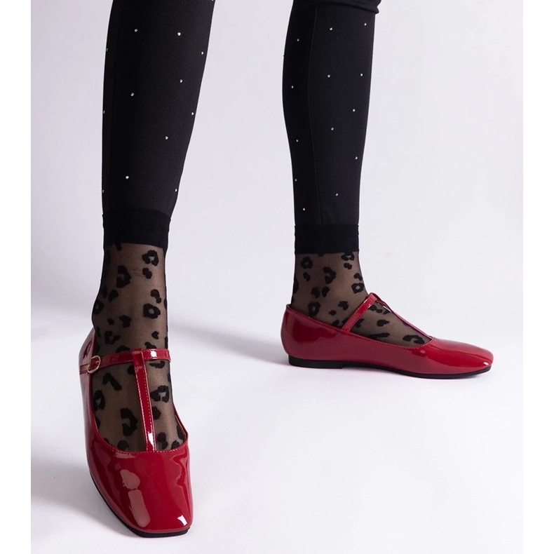 D/CEO Ballerina rossa Varnished con cintura Marsiglia rosso