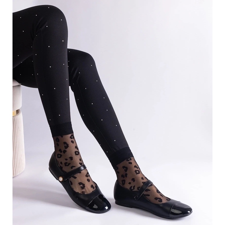 D/CEO Ballerine nere con punta in vernice, allacciate con velcro Jaures nero