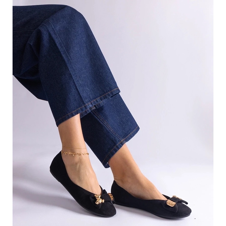 D/CEO Ballerine nere decorate con fiocco e spilla Esdras nero