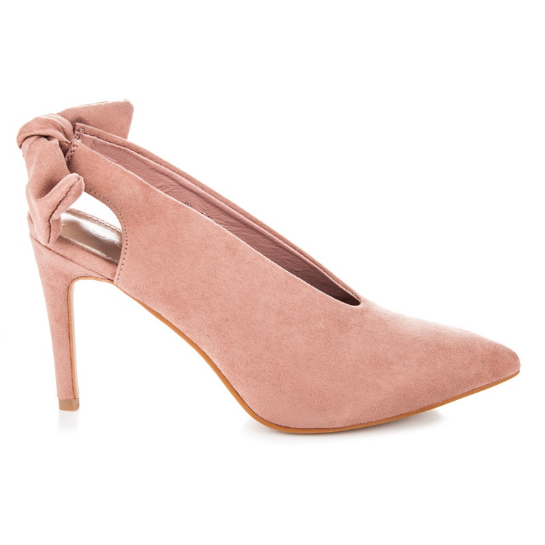 Cm Paris Décolleté in camoscio con fiocco rosa