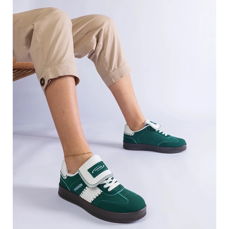 D/CEO Sneaker verdi sulla piattaforma di cuciture Puente verde