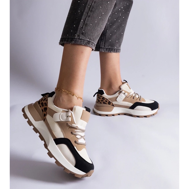 D/CEO Sneakers beige decorate con motivo animale Soria