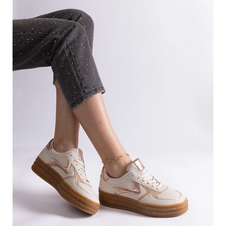 D/CEO Sneakers beige con suola in gomma Quica