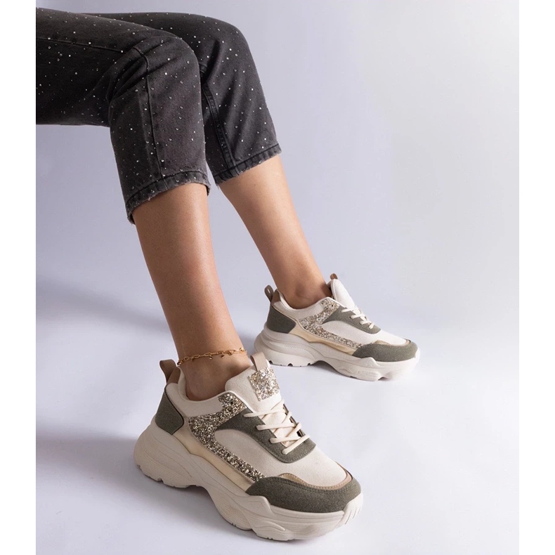 D/CEO Sneakers verdi con inserti Clorinda in glitter verde