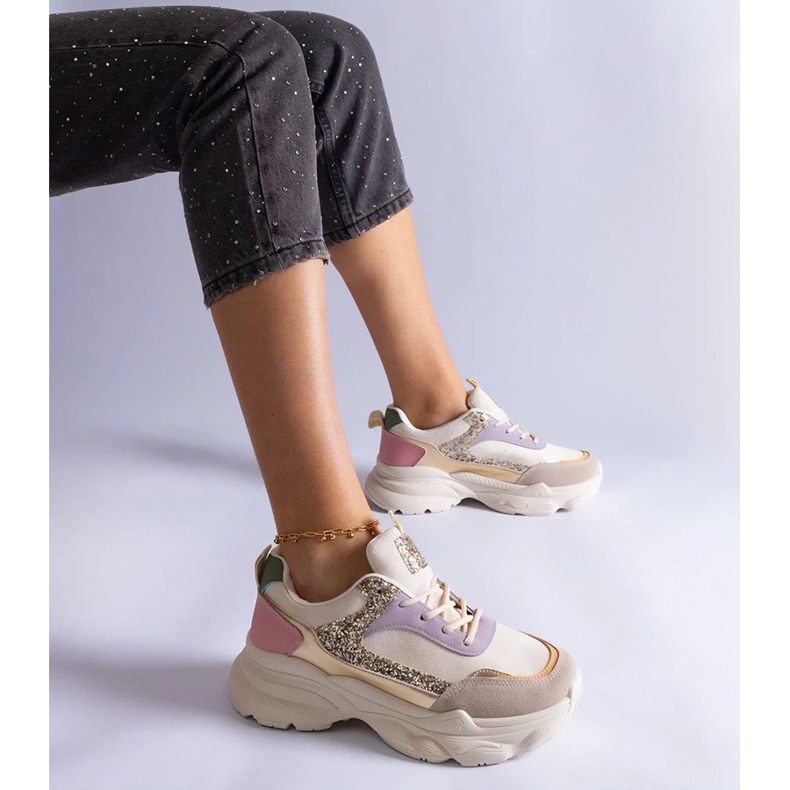 D/CEO Sneakers multicolor con inserti Clorinda in glitter multicolore