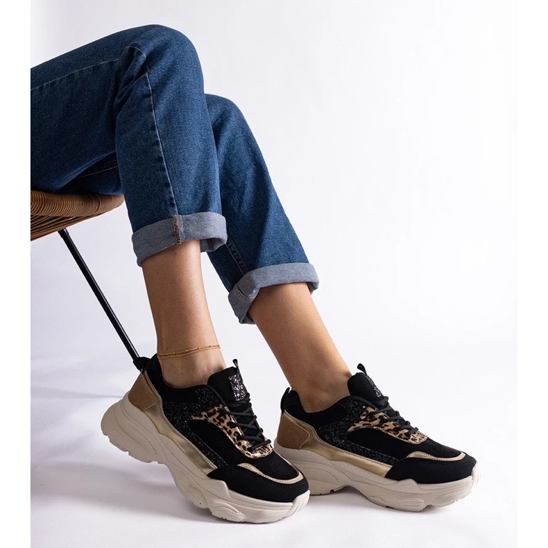 D/CEO Sneakers nere con inserti Clorinda in glitter nero
