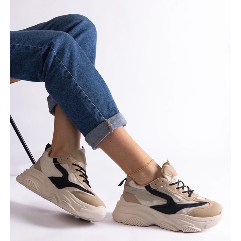 D/CEO Sneakers Milenka da donna beige e nere nero