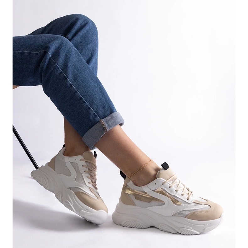 D/CEO Sneakers Milenka da donna beige e oro