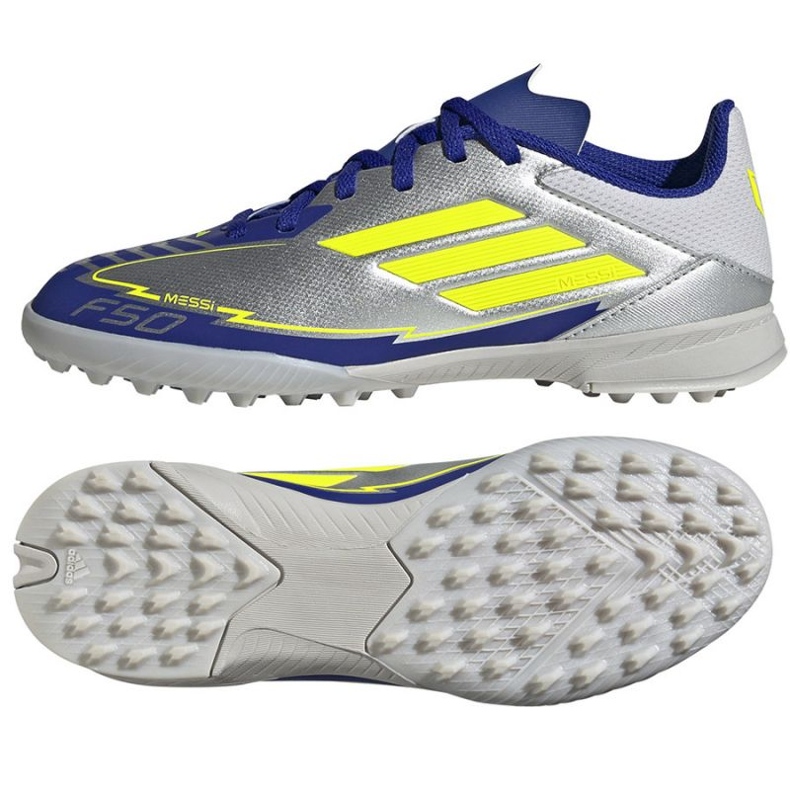 ADIDAS F50 League Messi TF IH0925 Scarpe blu argento d'argento