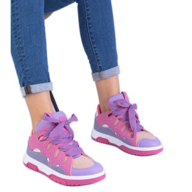 Sneaker da donna rosa con allacciatura decorativa