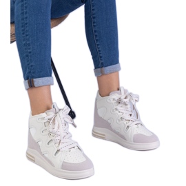 Sneaker da donna bianca con lacci spessi bianco