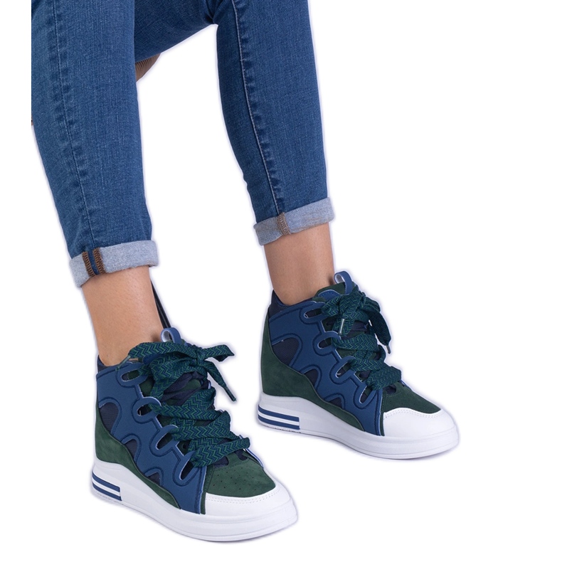 Sneaker da donna blu navy con lacci spessi
