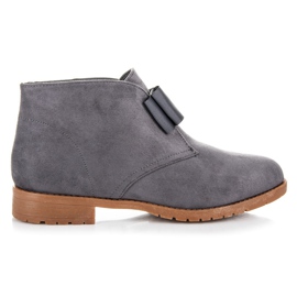 Ideal Shoes Stivali piatti con fiocco grigio