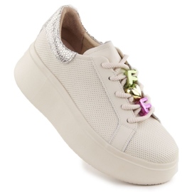 Scarpe sportive sulla piattaforma filippo paw588a beige
