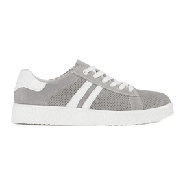 Goodin Sneaker Openwork Grey Made in pelle naturale grigio