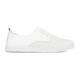 Goodin Sneaker bianche openwork fatte in pelle naturale bianca