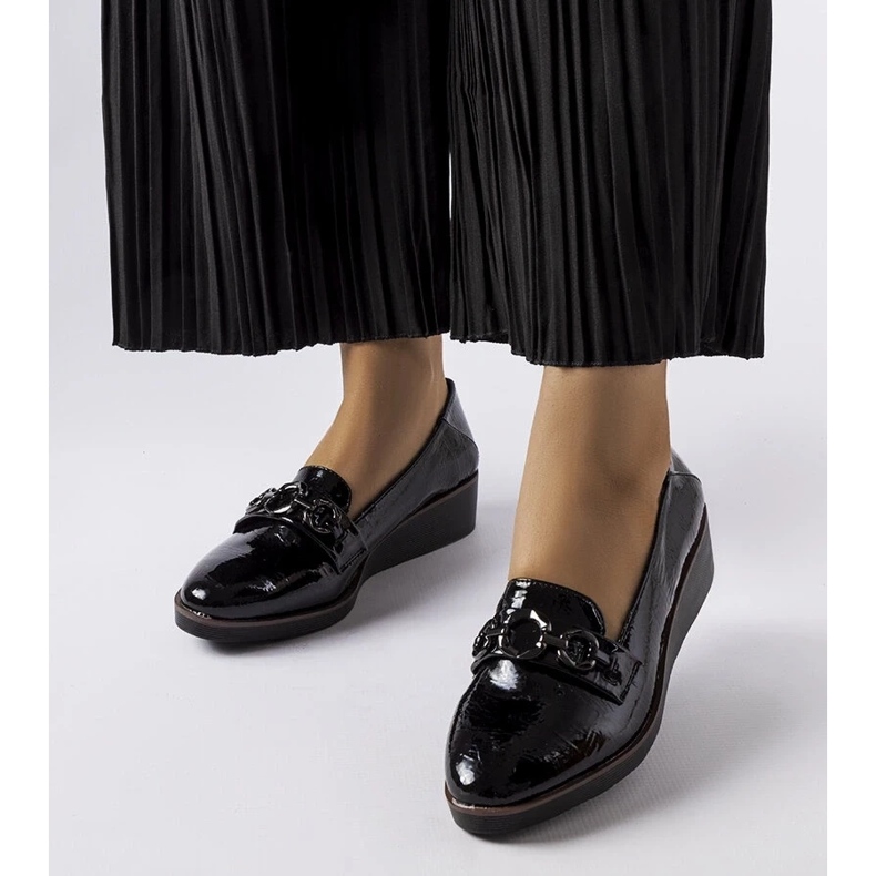 D/CEO Mocassini con zeppa in vernice nera di Erin nero