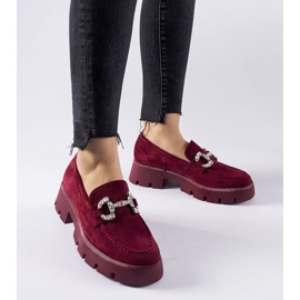 D/CEO Mocassini Giacomo bordeaux con strass rosso