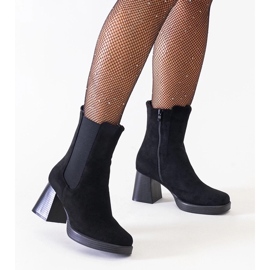 D/CEO Stivali neri con punta squadrata su tacco, Hesca in eco-suede nero