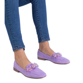 Mocassine eco -sciolari viola con cristalli
