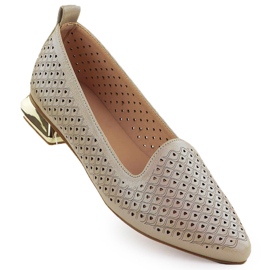 Scarpe da donna su un tallone decorativo Openwork Beige Potocki SZ12574