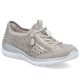 Scarpe da donna comoda openwork beige beige argento rieker l32p6-90