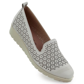 Scarpe da donna sull'elevazione di Openwork Beige M. Daszyński MR1628-20