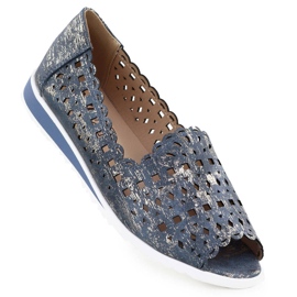 Scarpe da lavoro da donna Openwork jeans jeans jezzi asa135-1 blu