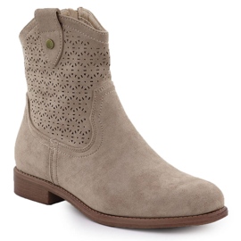 Stivali in pelle scamosciata da donna Openwork Beige S.Barski Hy51-063
