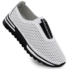 Scarpe in pelle da donna Sliping Openwork Bianco S.Barski LR51-672