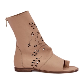 Sandali in pelle Zazoo 3437 con tomaia beige