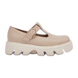 Scarpe in pelle con beige Zazoo Buckle 20183