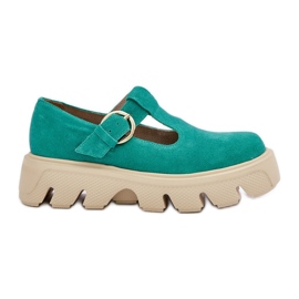 Scarpe in pelle scamosciata con una fibbia zazoo 20183 verde
